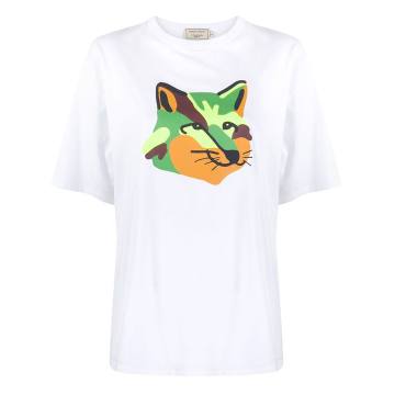 fox head print crew neck T-shirt