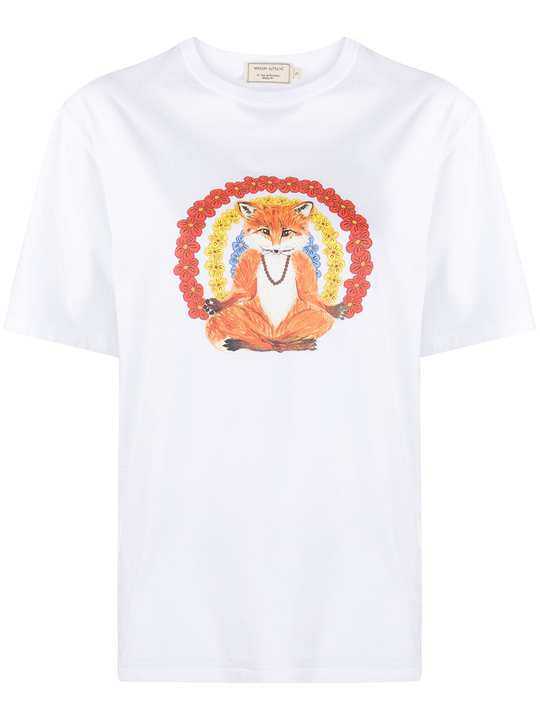 Flower Fox print crew neck T-shirt展示图