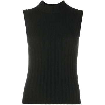 sleeveless chunky-knit cashmere jumper