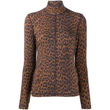 leopard-print rollneck jumper