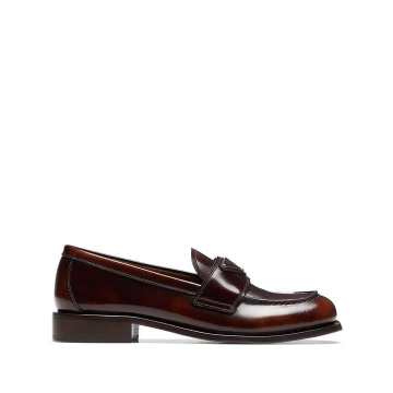 logo plaque square-toe loafers