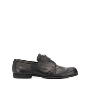 zip-front leather loafers
