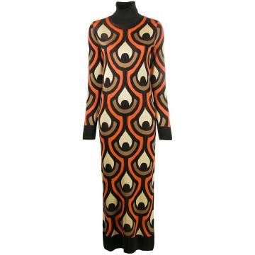 abstract print knitted dress