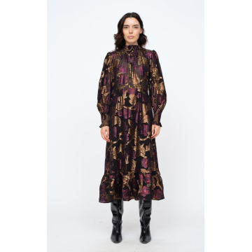Leandra Metallic-Jacquard Silk Chiffon Midi Dress