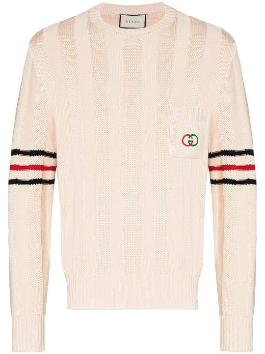 GG logo armband stripe cotton sweater展示图