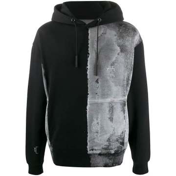 brushed bleach-effect cotton hoodie
