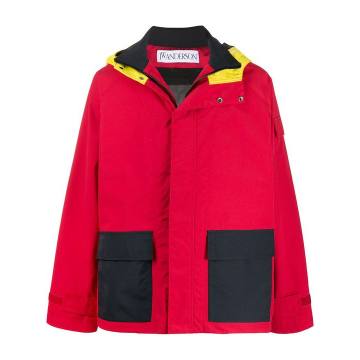colour-block hooded jacket