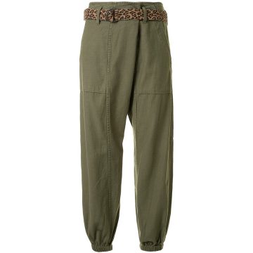 elasticated ankle dropped crotch trousers