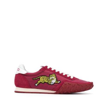 suede tiger appliqué trainers with high tread