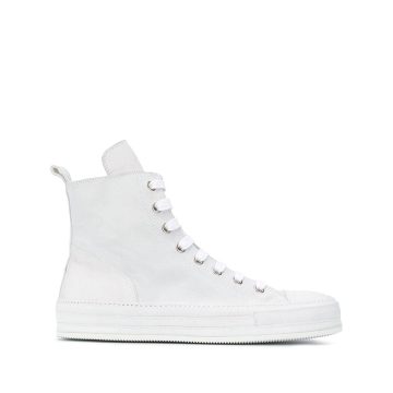 plain-color high-top sneakers