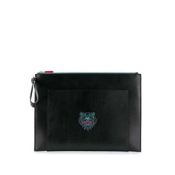 tiger-embroidered clutch