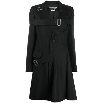buckled strap mid-length coat