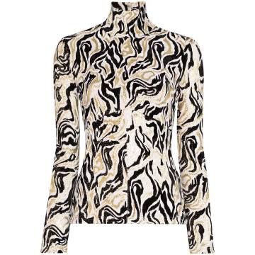 turtleneck printed fitted top