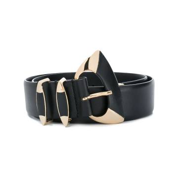 metal accent leather belt
