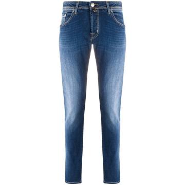 slim-fit stonewashed jeans