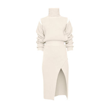 Knit Wool-Blend Cutout Midi Dress