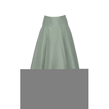 Gingham Shantung High-Rise A-Line Skirt