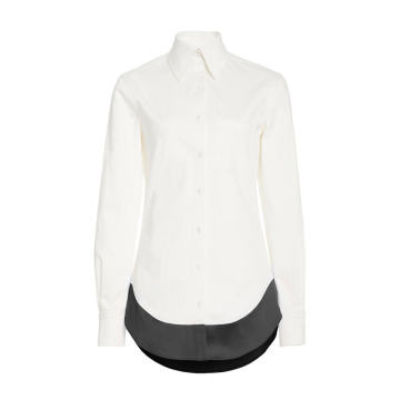 Contrast Hem Cotton-Blend Shirt