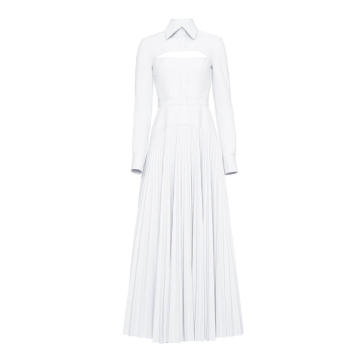 Pleated Cotton-Blend Midi Dress