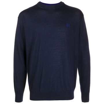 logo-embroidered wool knit jumper
