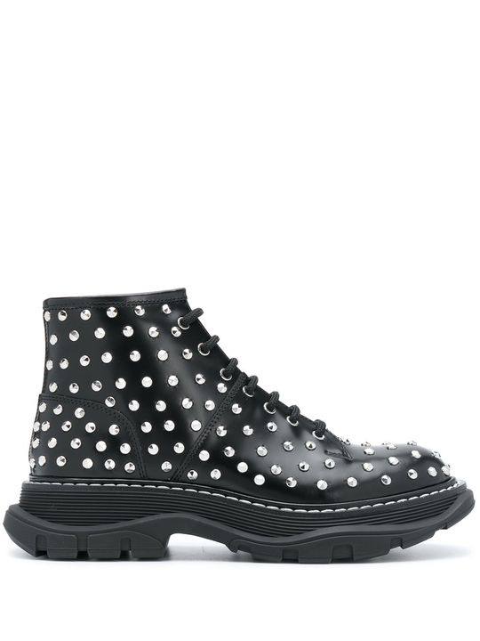 silver studded lace-up boots展示图
