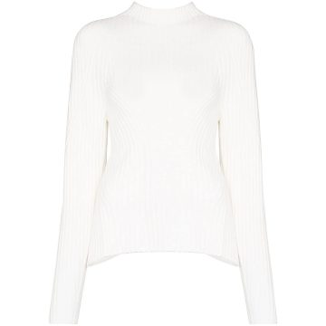ribbed knit open back sweater
