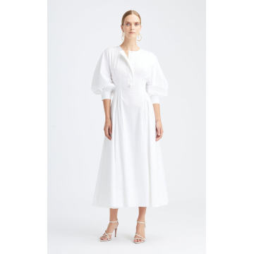 Short Sleeved Cotton-Blend Midi Dress