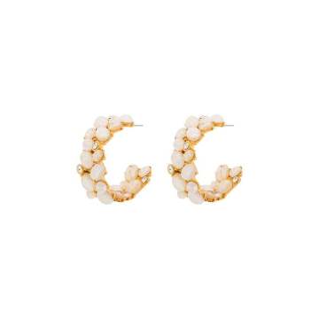 Cabochon opal hoop earrings