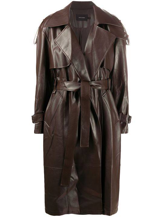 faux leather trench coat展示图