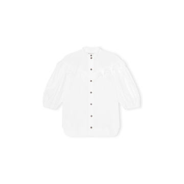 Cotton Poplin Frill Shirt