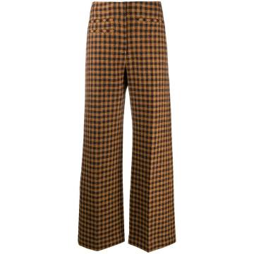 checked wide-leg trousers