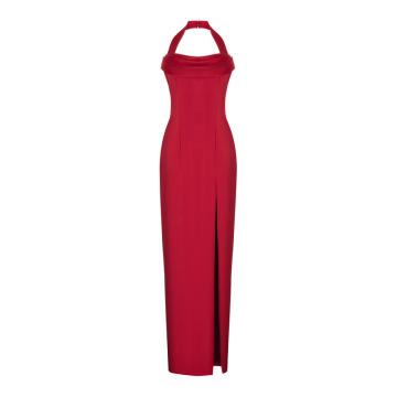 Draped Satin Maxi Dress With Wide Straps