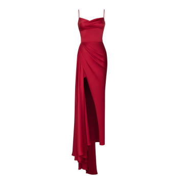 Draped Satin Gown With A Train