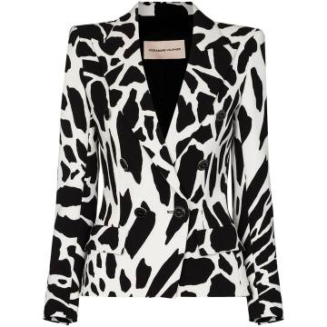 animal-print double-breasted blazer
