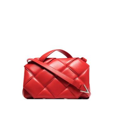 Scarlet Red Oversized Woven Leather Shoulder Bag