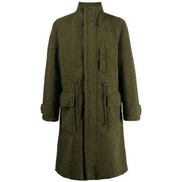 high-neck faux shearling coat