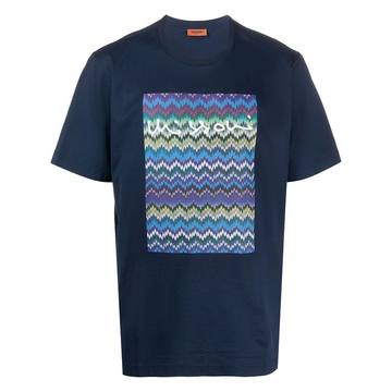 zigzag-print cotton T-shirt