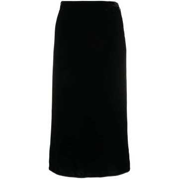 draped-back velvet skirt