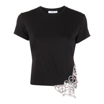 embellished butterfly cropped T-shirt