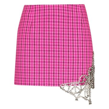 Crystal butterfly checked skirt