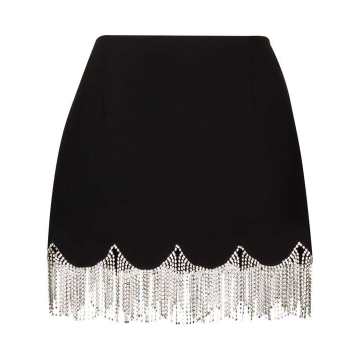 scalloped crystal hem mini skirt