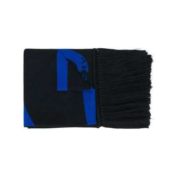 logo print frayed scarf