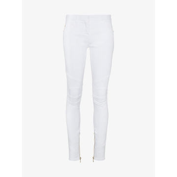 White mid rise skinny jeans