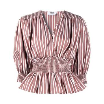 striped smocked blouse
