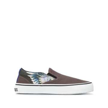 feather print slip-on sneakers