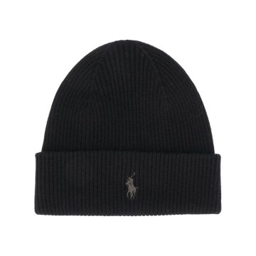 embroidered logo knit beanie