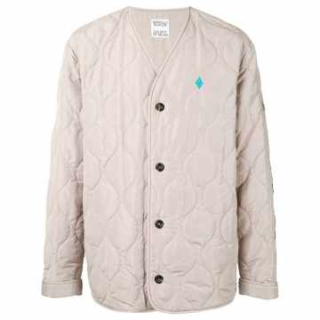 logo-embroidered quilted jacket