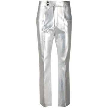 metallic straight-leg trousers