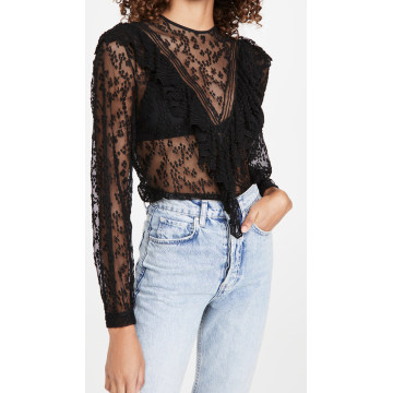 Embroidery Tulle Blouse