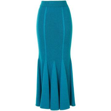 ribbed knitted pleated skirt